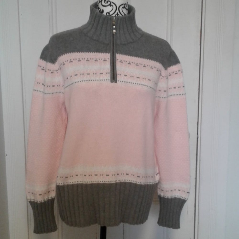 Lands' End sweater nordic knitted 100% cotton SZ M